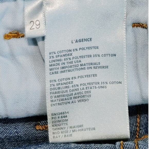 L'Agence Brigitte Skinny Jeans Blue Dark Wash Cotton Stretch Mid Rise Size 26 - Picture 7 of 7